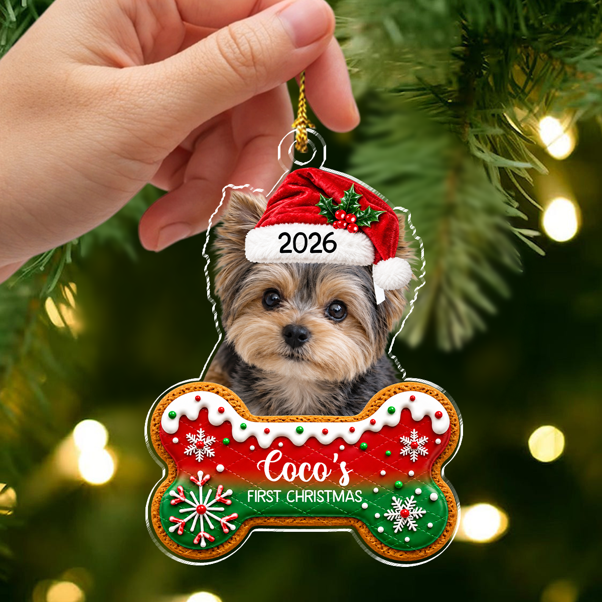 Personalized Dog's First Christmas Photo Acrylic Ornament For Dog Dad Dog Mom CH07 180742