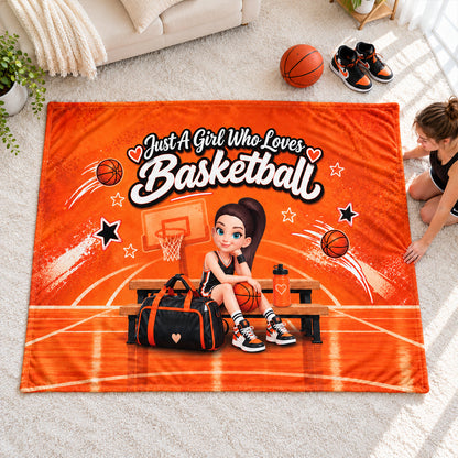 Just a Boy Girl Who Loves Basketball - Personalized Fleece Blanket - Christmas Gift for Daughter, Granddaughter, Team Players