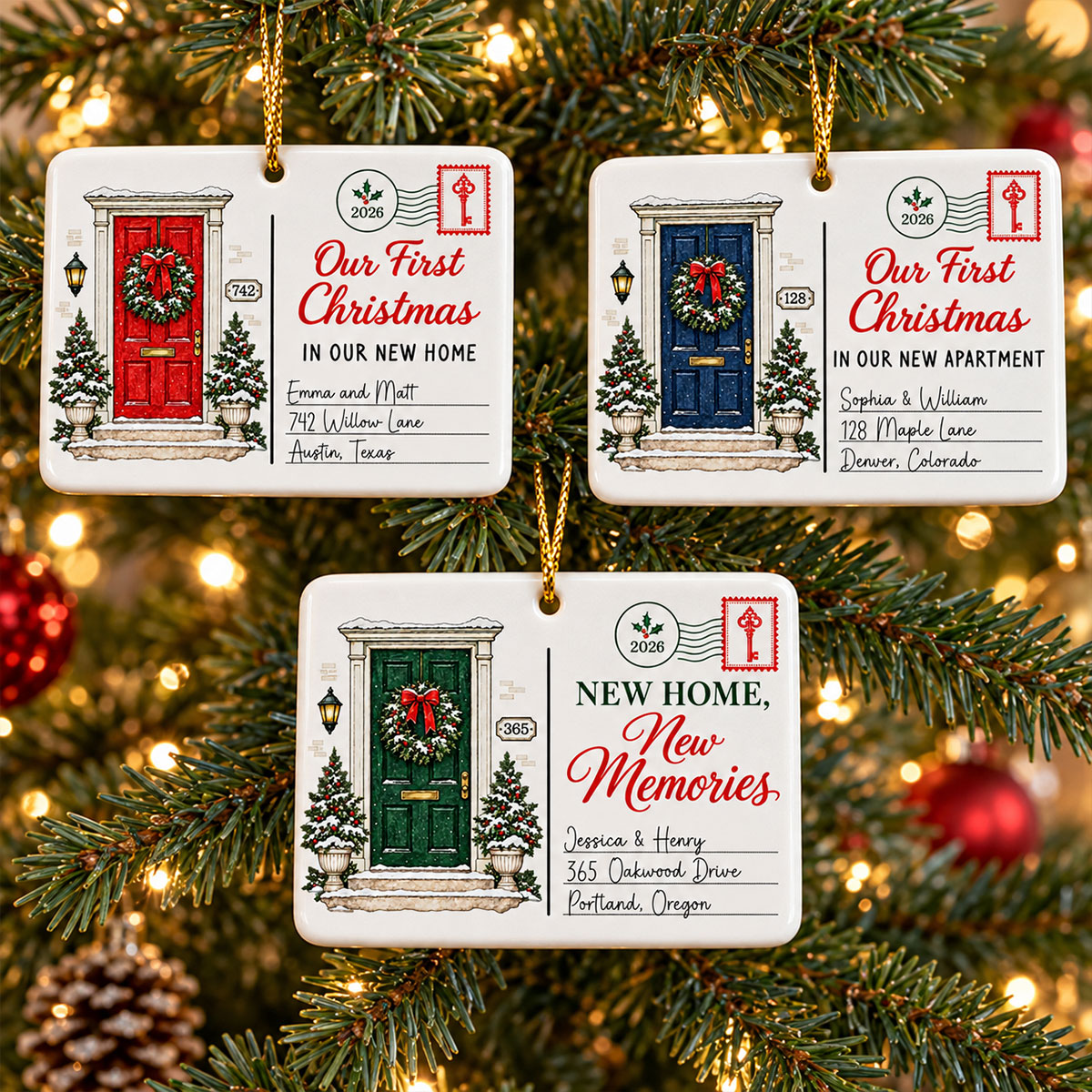 First Christmas In New Home - Personalized Ceramic Ornament – New Home Keepsake, Housewarming Gift for Couple