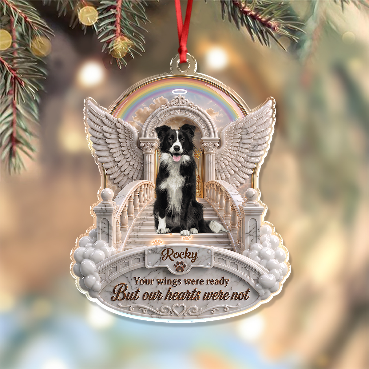 Custom Photo Pet Memorial Angel Wings 3D Effect Acrylic Ornament HO82 903960