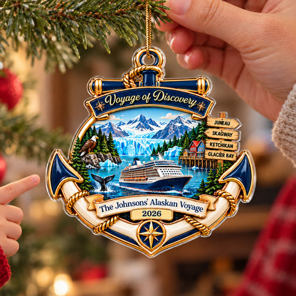 Cruise Destinations Directional Sign 2D Flat Printed - Personalized Acrylic Ornament - Cruise Trip Keepsake, Christmas Tree Decor For Family, Couples