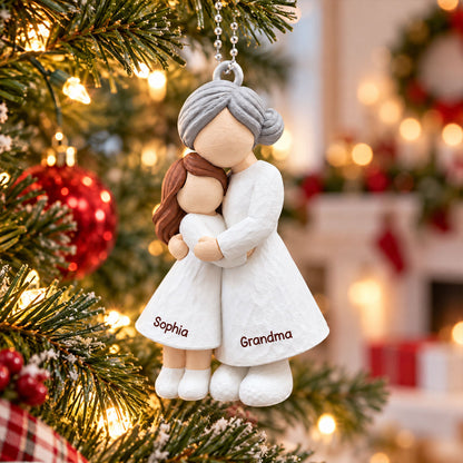 Heartwarming Grandma Hugging Granddaughter - Personalized 3D Printed Ornament - Real 3D Figurine, Christmas Gift For Granddaughters