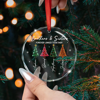 Brothers & Sisters Forever Linked Together Glass Ornament, Custom Family Christmas Gift - Personalized Ornament
