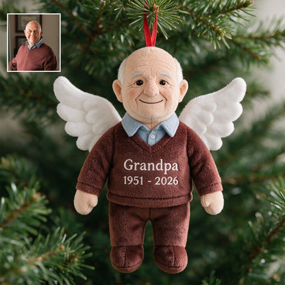 I'm Always With You Personalized Grandpa Angel Memorial Plush Ornament, Bereavement Christmas Keepsake Gift