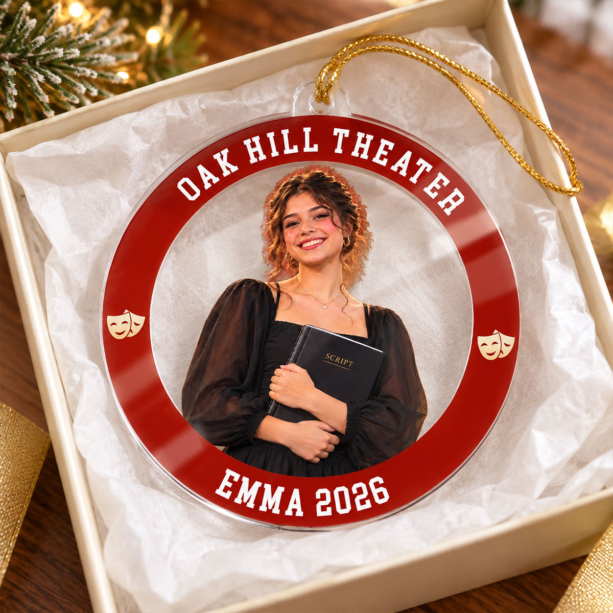 Custom Photo Theater - Personalized Acrylic Ornament - Theater Keepsake, Christmas Gift for Daughter, Son, Grandkids