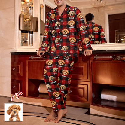 Vtc Custom Dog Photo Name Christmas Light Snow Pajamas Ch07 899594