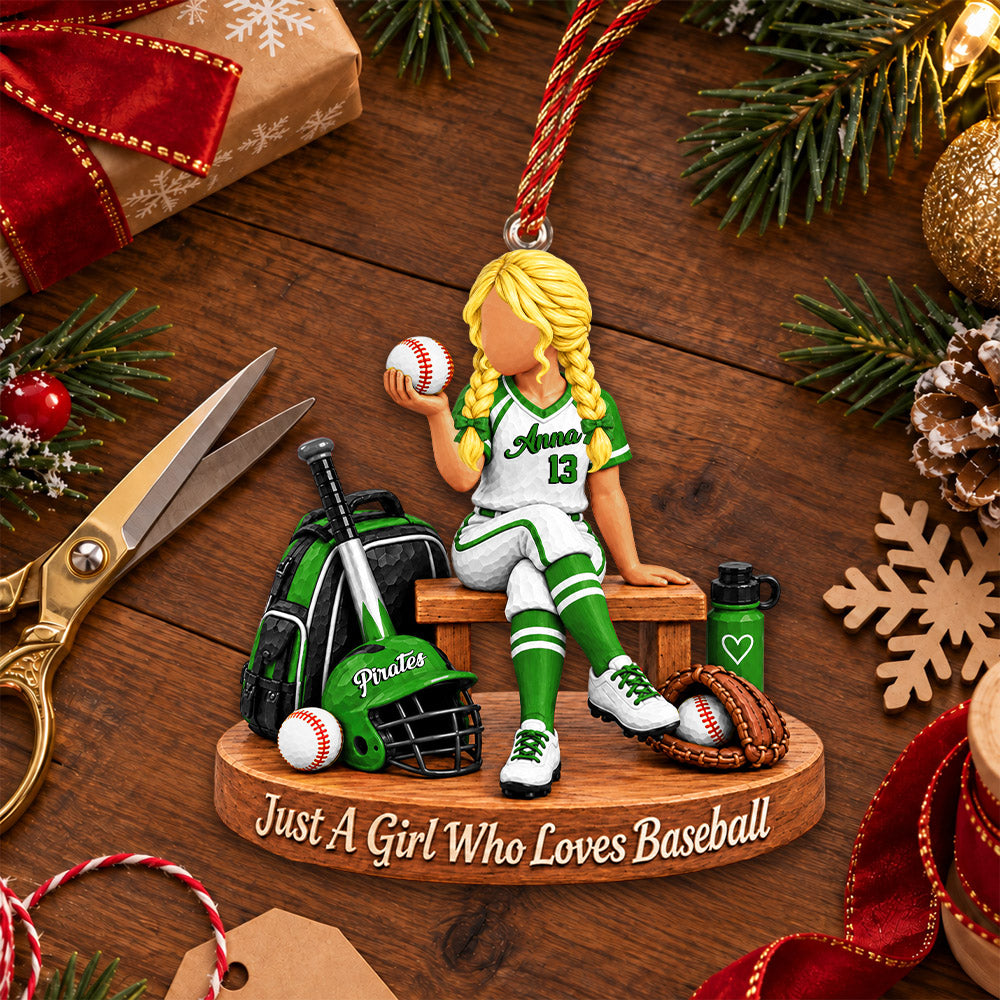 Just A Girl Who Loves Baseball, Personalized Baseball Ornament, Custom Player Name Gift, Gift For Baseball Players Baseball Lover MI209