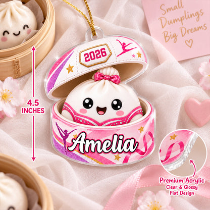 Custom Gymnastic Dumpling Squishy Style - Personalized Acrylic Ornament - Christmas Gift for Daughter, Granddaughter, Niece