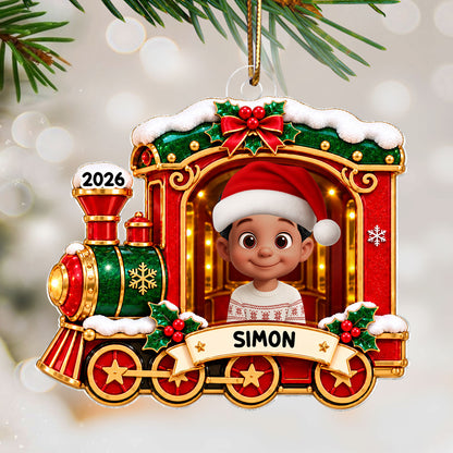 Sweet Baby Holiday Train - Personalized Acrylic Ornament - Christmas Gift For Boy Girl Grandkids