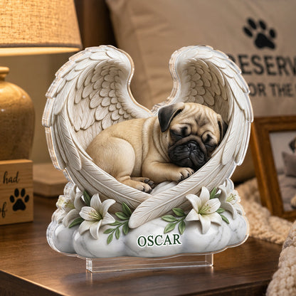 Custom Dog Cat Angel Wings - Personalized Acrylic Block Plaque - Heartfelt Pet Memorial Gift