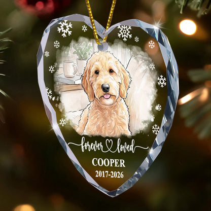 Forever Loved Memorial Pet Watercolor Photo - Personalized Ornament