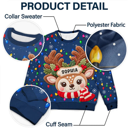 Christmas Gift For Family Couples - Personalized Character Faux Chenille Effect Santa Snowman Reindeer Unisex Ugly Sweater