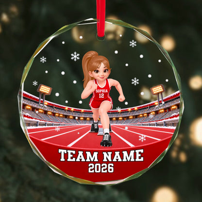 Track & Field Boy & Girl 2D Flat - Personalized Glass Ornament - Christmas - Custom Sports Keepsake Gift for Kids & Teens