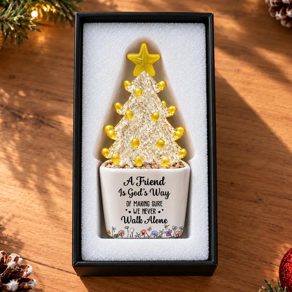 Christmas Gift For Best Friend - Personalized A Friend Is God's Way Of Making Sure We Never Walk Alone Stained Glass Christmas Tree