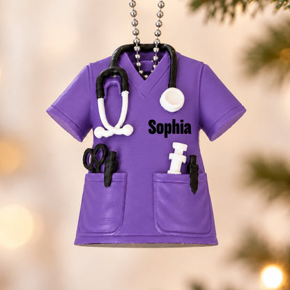 3D Printed Nurse Scrub Custom Name - Personalized 3D Printed Ornament - Christmas Gift For Nurse, RN