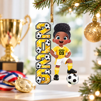 2026 Soccer Star Boy Girl - Personalized Acrylic Ornament - Christmas Gift For Soccer Players, Grandkids
