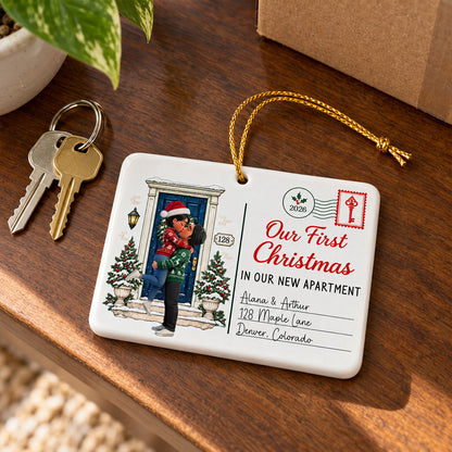 Couple First Christmas In New Home - Personalized Ceramic Ornament – New Home Keepsake, Housewarming Gift for Couple