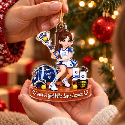 Just a Girl Who Loves Lacrosse - Personalized Acrylic Ornament - Christmas Gift for Daughter, Granddaughter