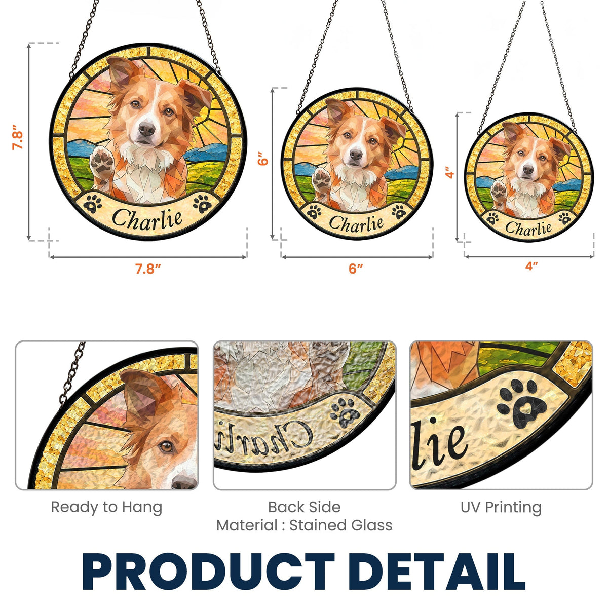 Personalized Pet Memorial Stained Glass Suncatcher – Custom Photo Window Hanging Keepsake Gift for Pet Lovers