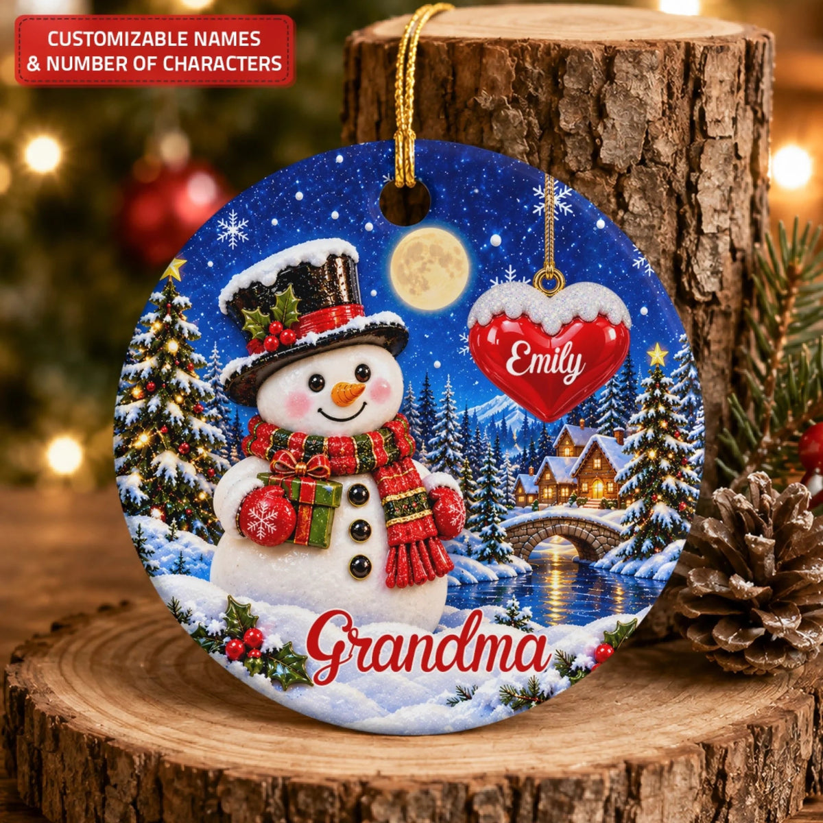 Christmas Snowman - Ceramic Ornament - Christmas Gift For Grandma, Family