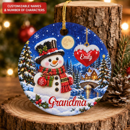 Christmas Snowman - Ceramic Ornament - Christmas Gift For Grandma, Family