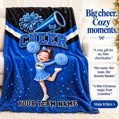 Proud Cheerleader Custom Name And Team Name - Personalized Fleece Blanket - Christmas Gift For Cheerleaders, Daughter, Granddaughter