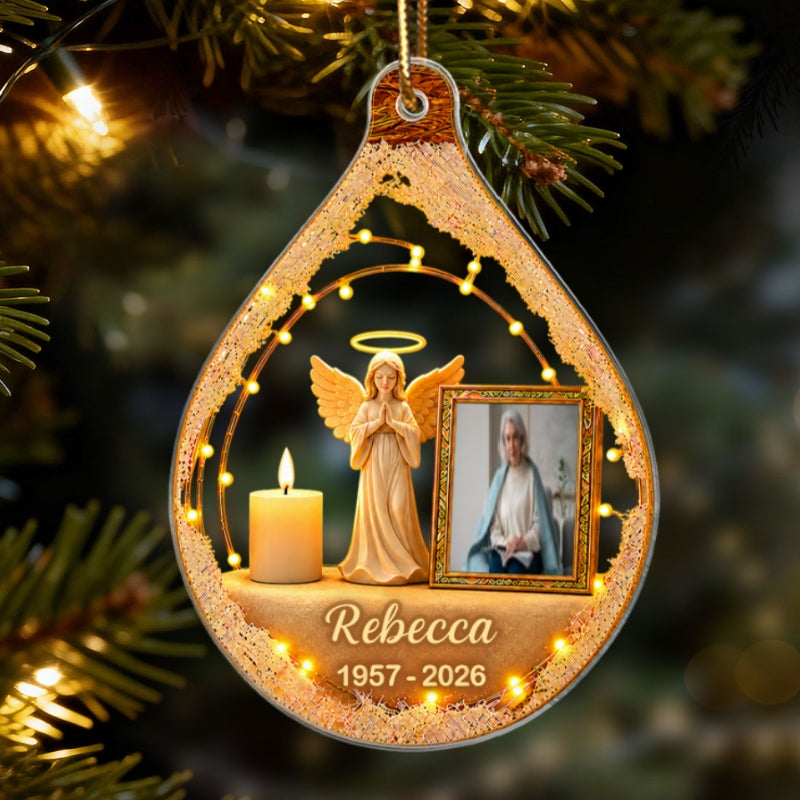 Your Light Still Shines Photo Memorial - Personalized Acrylic Ornament - Mom Loss Gift, Dad Memorial Gift, In Loving Memory Keepsake, Sympathy Gift