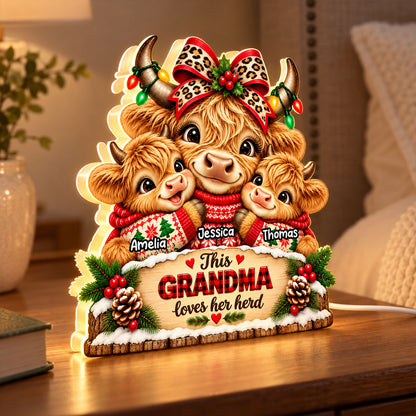 This Grandma Loves Her Herd - Personalized Light Box - Heartfelt Christmas Gift for Grandma
