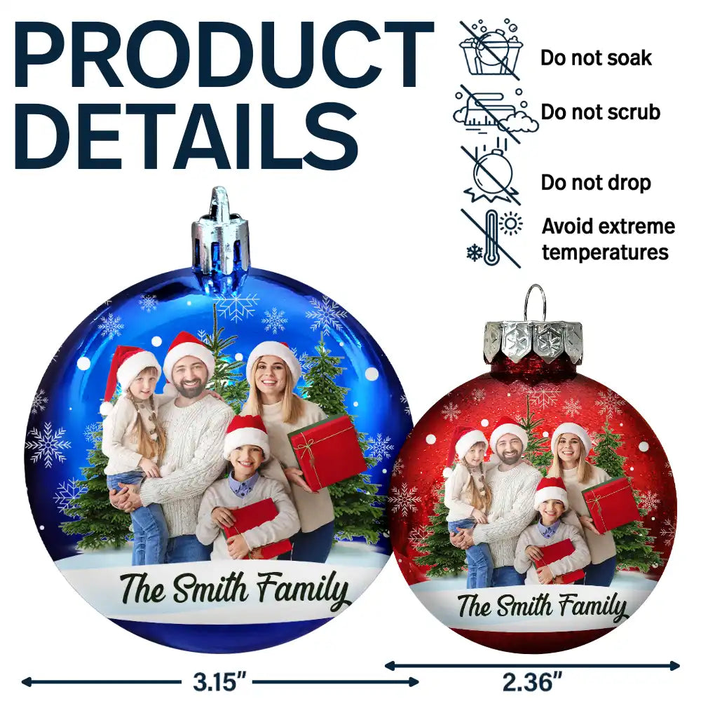 Custom Photo Christmas Together Family - Personalized Ball Ornament