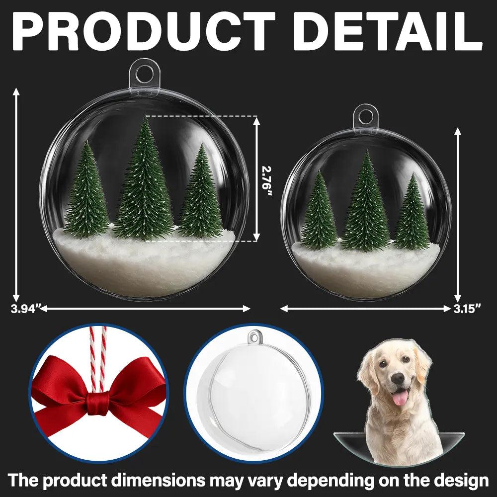 Custom Photo Christmas Pet Face Dog Cat Lover - Personalized 3D Acrylic Ball Ornament