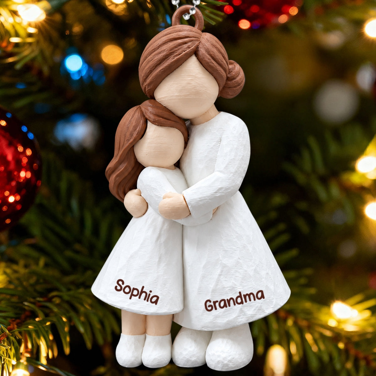 Heartwarming Grandma Hugging Granddaughter - Personalized 3D Printed Ornament - Real 3D Figurine, Christmas Gift For Granddaughters