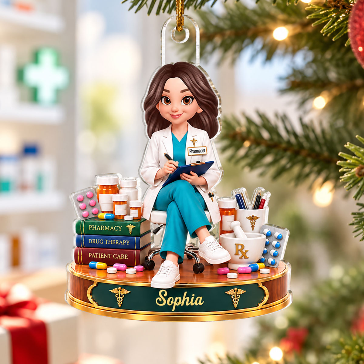 Proud Pharmacist - Personalized Acrylic Ornament - Christmas Gift For Pharmacist