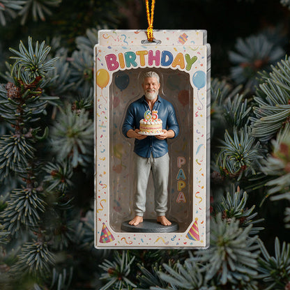 Personalized 70th Birthday Older Black Man Ornament, Gift for Dad Grandpa Husband