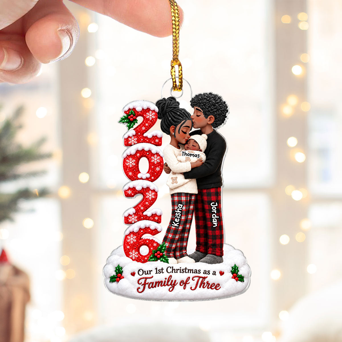 2026 Family of Three - Personalized Acrylic Ornament - Baby's First Christmas Keepsake, Christmas Gift for New Mom, New Dad & First-Time Parents.