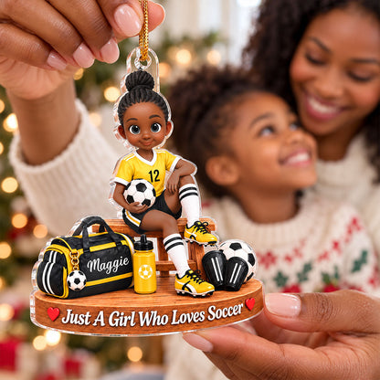 Just a Girl Who Loves Soccer - Personalized Acrylic Ornament - Christmas Gift for Daughter, Granddaughter, Niece