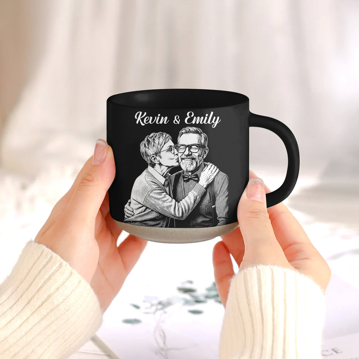 Drink Coffee Together Since Custom Photo Sketch Line Art - Personalized Mug