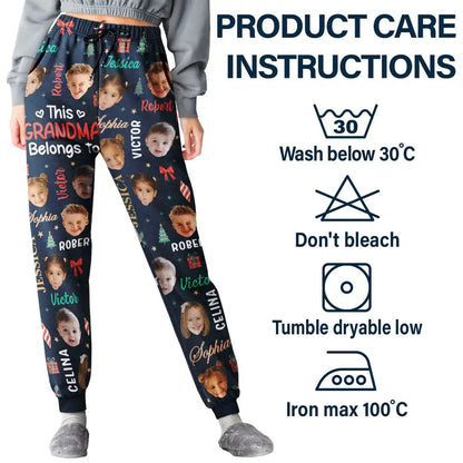 Christmas Gift For Grandma Nana - Personalized Custom Photo Grandkids Name Pajama Pants