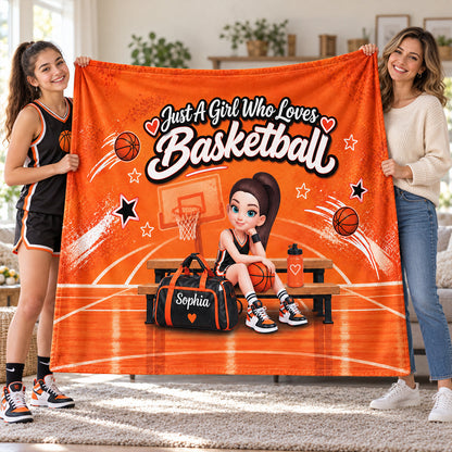 Just a Boy Girl Who Loves Basketball - Personalized Fleece Blanket - Christmas Gift for Daughter, Granddaughter, Team Players