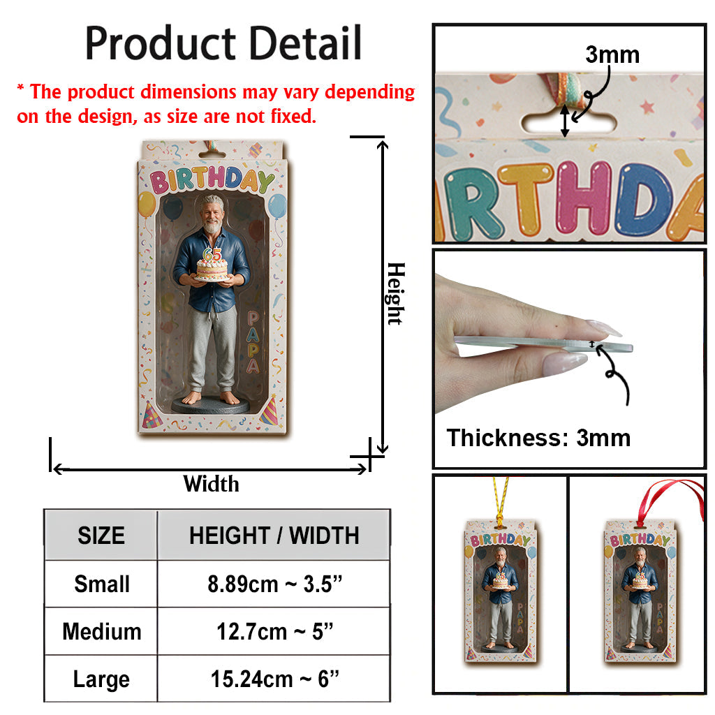 Personalized 70th Birthday Older Black Man Ornament, Gift for Dad Grandpa Husband