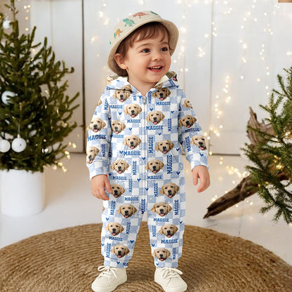 Custom Dog Photo And Name Onesie Pajamas Christmas Holiday Gift For Pet Lovers CH07 180722