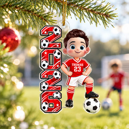 2026 Soccer Star Boy Girl - Personalized Acrylic Ornament - Christmas Gift For Soccer Players, Grandkids