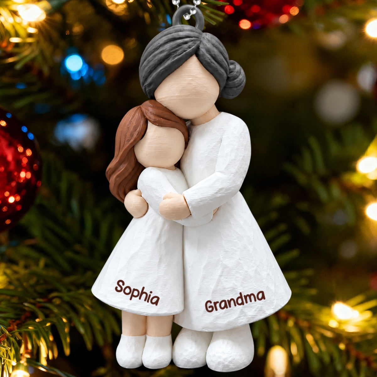Heartwarming Grandma Hugging Granddaughter - Personalized 3D Printed Ornament - Real 3D Figurine, Christmas Gift For Granddaughters
