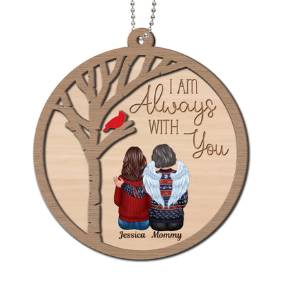 Always With You Cardinal Family Memorial Christmas Personalized 2-Layer Wooden Ornament