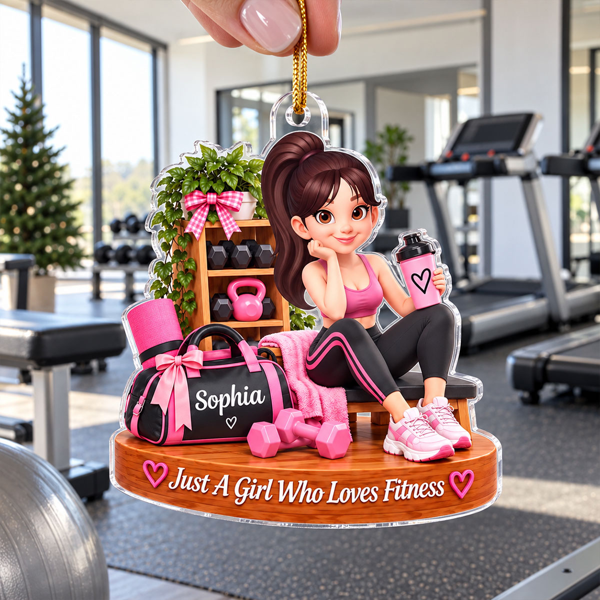 Just a Girl Who Loves Fitness - Personalized Acrylic Ornament - Christmas Gift for Daughter, Wife, Best Friends