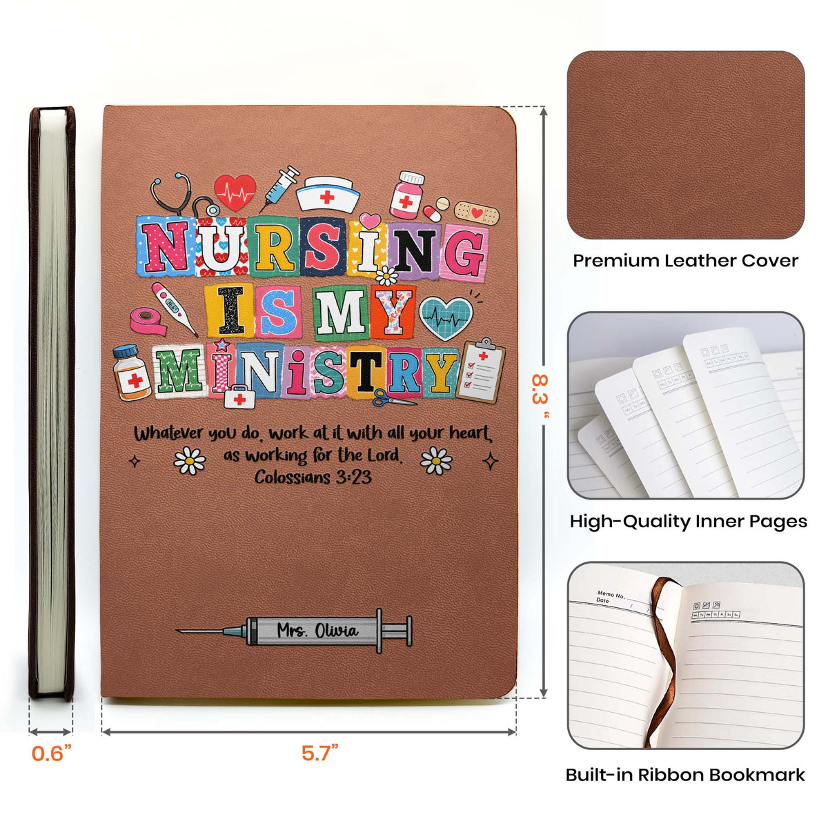 Nursing, Caring, Healing Is My Ministry Gift For Nurse, Doctor, Healthcare - Personalized Journal
