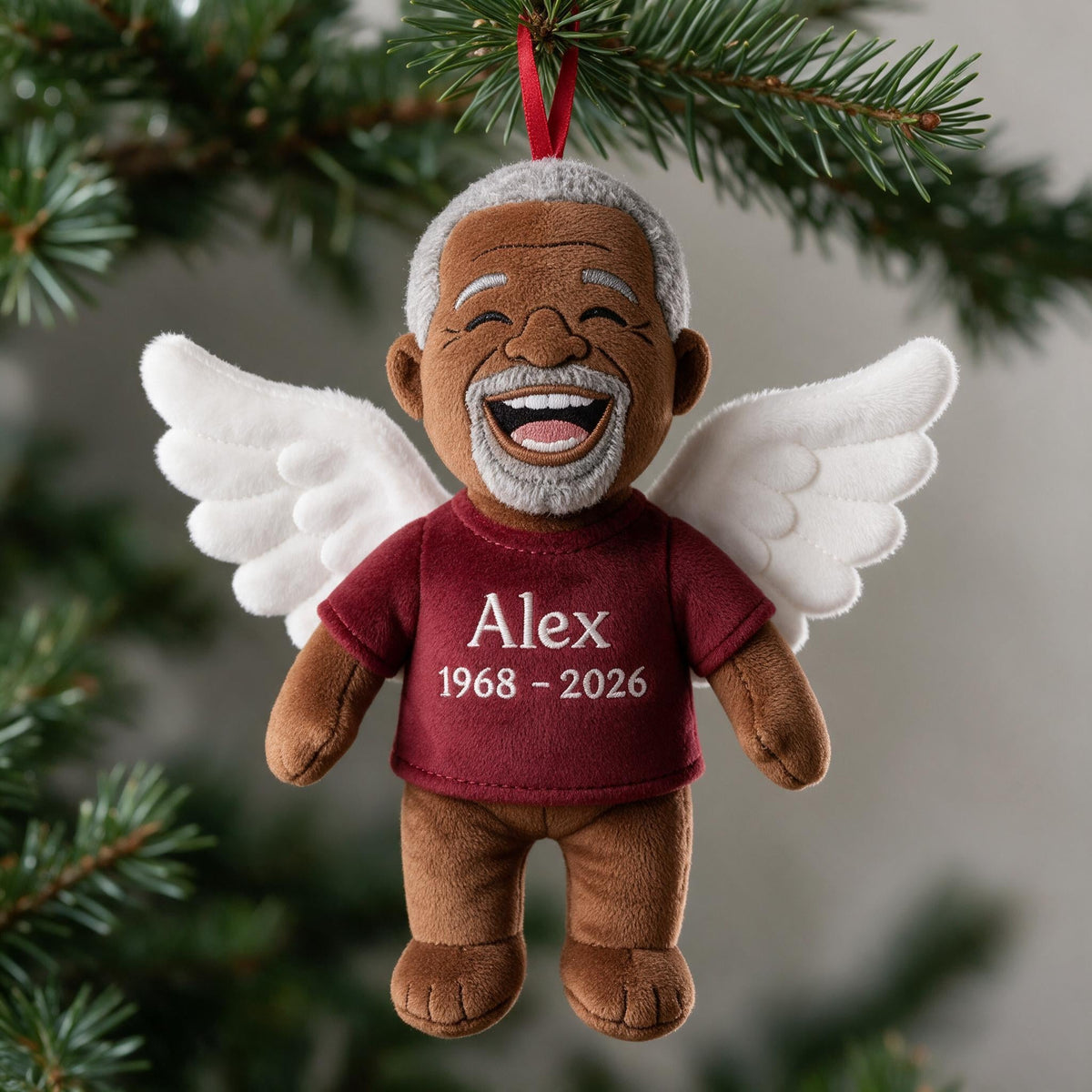 Personalized Angel Latina Grandpa Memorial Plush Ornament - I'm Always With You Remembrance Keepsake Christmas Gift