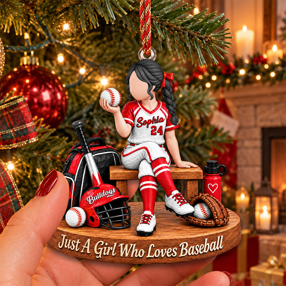 Just A Girl Who Loves Baseball, Personalized Baseball Ornament, Custom Player Name Gift, Gift For Baseball Players Baseball Lover MI209