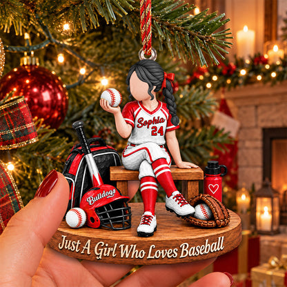 Just A Girl Who Loves Baseball, Personalized Baseball Ornament, Custom Player Name Gift, Gift For Baseball Players Baseball Lover MI209
