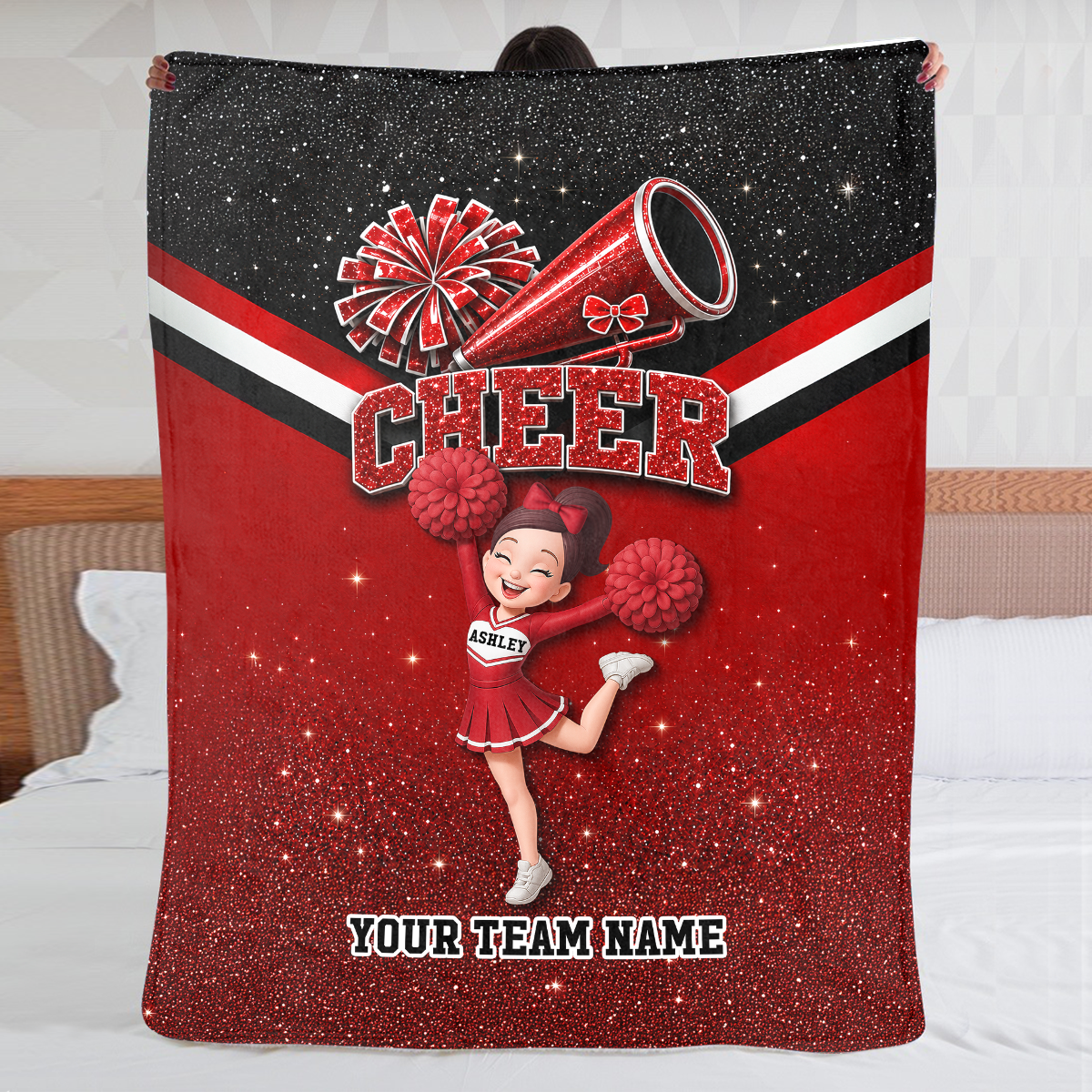 Proud Cheerleader Custom Name And Team Name - Personalized Fleece Blanket - Christmas Gift For Cheerleaders, Daughter, Granddaughter