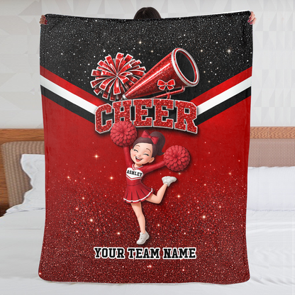 Proud Cheerleader Custom Name And Team Name - Personalized Fleece Blanket - Christmas Gift For Cheerleaders, Daughter, Granddaughter